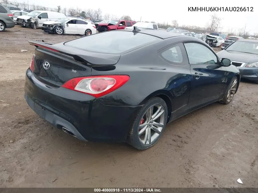 2010 Hyundai Genesis 3.8 Track VIN: KMHHU6KH1AU026612 Lot: 40800918