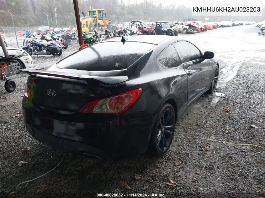 2010 Hyundai Genesis 3.8 Track VIN: KMHHU6KH2AU023203 Lot: 40828632