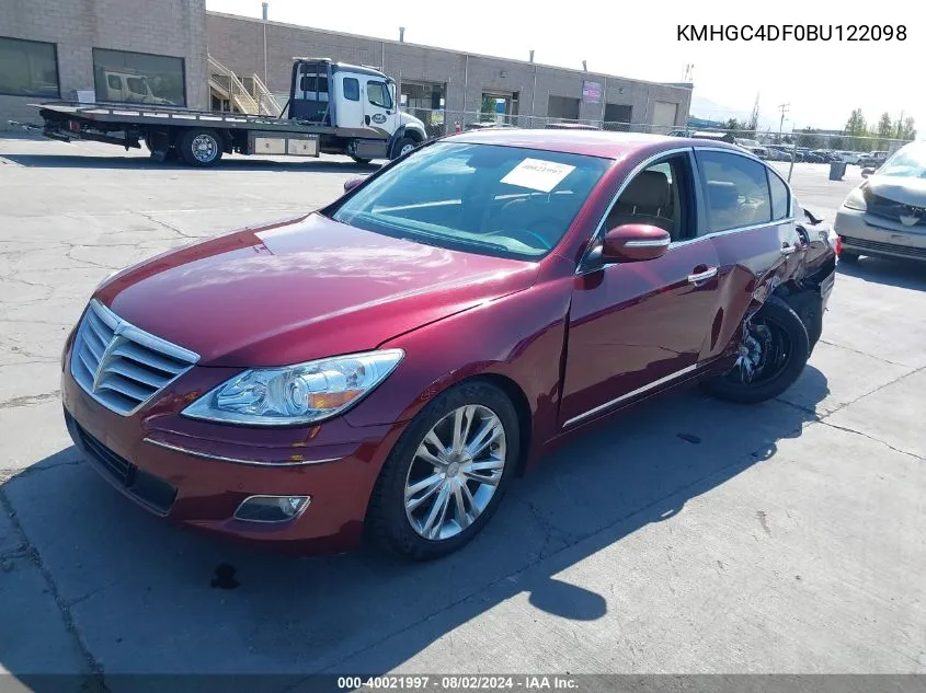 2011 Hyundai Genesis 4.6 VIN: KMHGC4DF0BU122098 Lot: 40021997