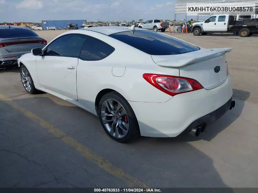 2011 Hyundai Genesis 2.0T R-Spec VIN: KMHHT6KD3BU048578 Lot: 40763533