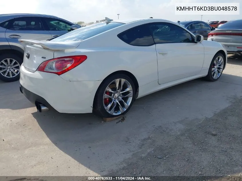 2011 Hyundai Genesis 2.0T R-Spec VIN: KMHHT6KD3BU048578 Lot: 40763533