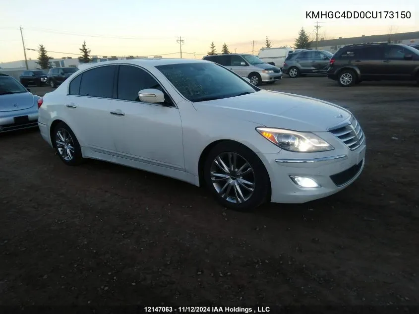 2012 Hyundai Genesis 3.8L VIN: KMHGC4DD0CU173150 Lot: 12147063