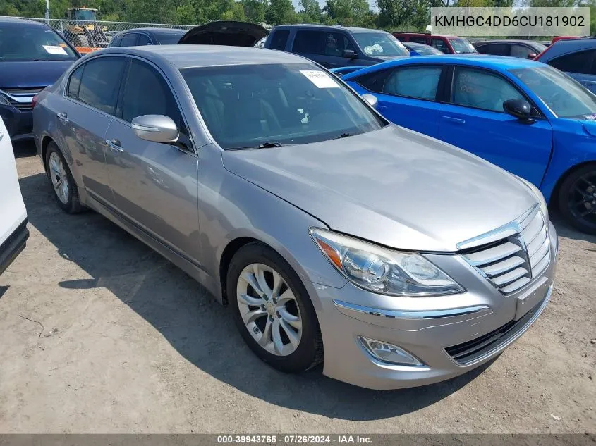 2012 Hyundai Genesis 3.8 VIN: KMHGC4DD6CU181902 Lot: 39943765