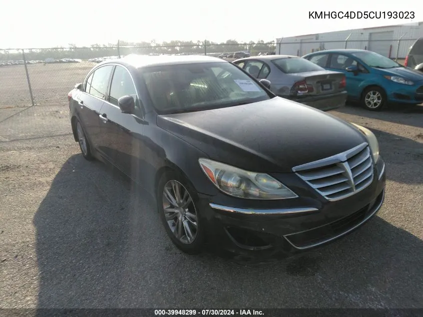 2012 Hyundai Genesis 3.8 VIN: KMHGC4DD5CU193023 Lot: 39948299