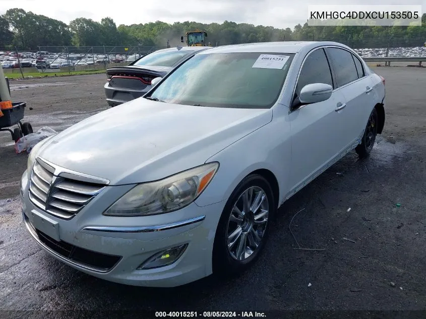 2012 Hyundai Genesis 3.8 VIN: KMHGC4DDXCU153505 Lot: 40015251