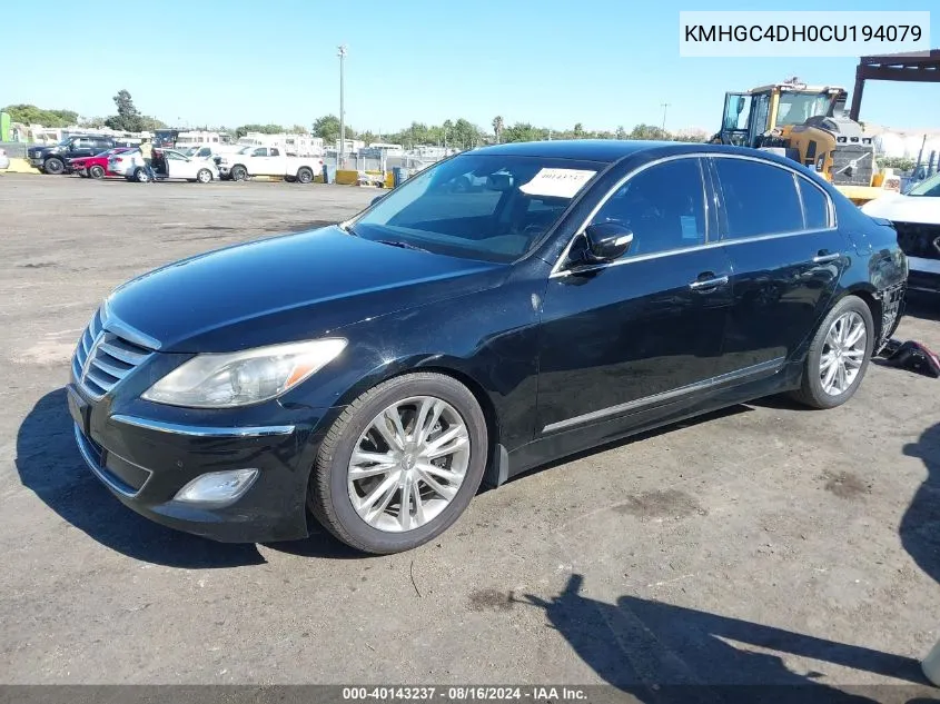 2012 Hyundai Genesis 5.0 VIN: KMHGC4DH0CU194079 Lot: 40143237