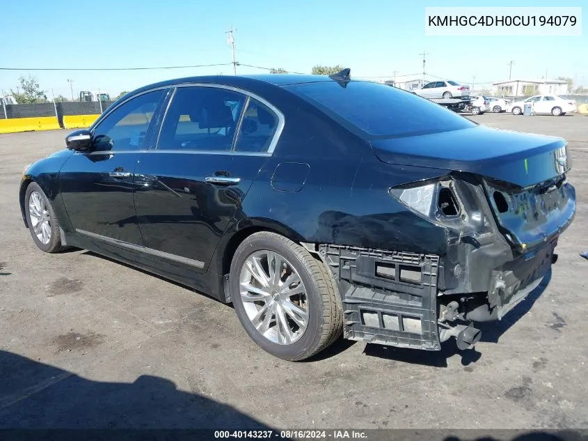 KMHGC4DH0CU194079 2012 Hyundai Genesis 5.0