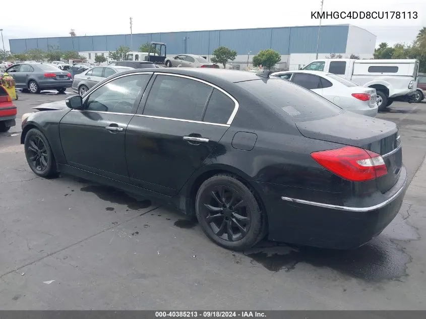 KMHGC4DD8CU178113 2012 Hyundai Genesis 3.8