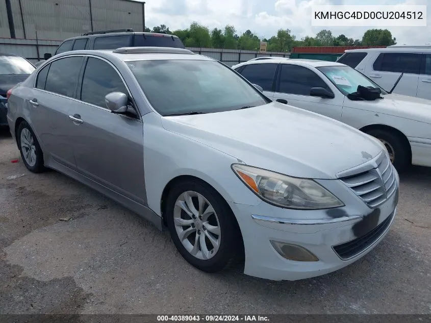 2012 Hyundai Genesis 3.8L VIN: KMHGC4DD0CU204512 Lot: 40389043