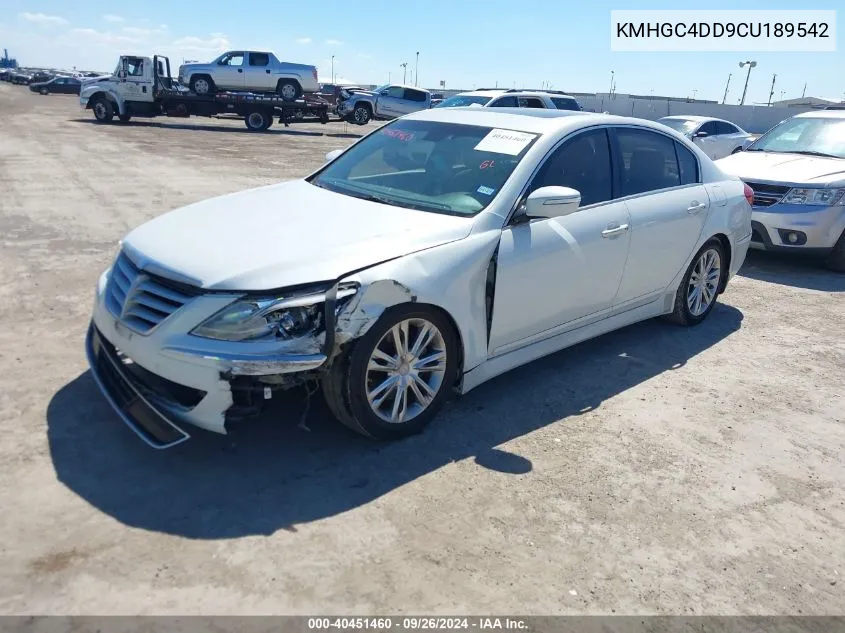 2012 Hyundai Genesis 3.8 VIN: KMHGC4DD9CU189542 Lot: 40451460