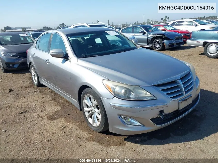 2012 Hyundai Genesis 3.8L VIN: KMHGC4DD0CU154016 Lot: 40476185