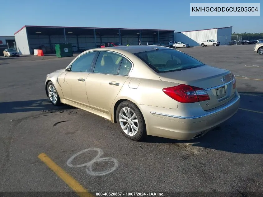 2012 Hyundai Genesis 3.8 VIN: KMHGC4DD6CU205504 Lot: 40520857