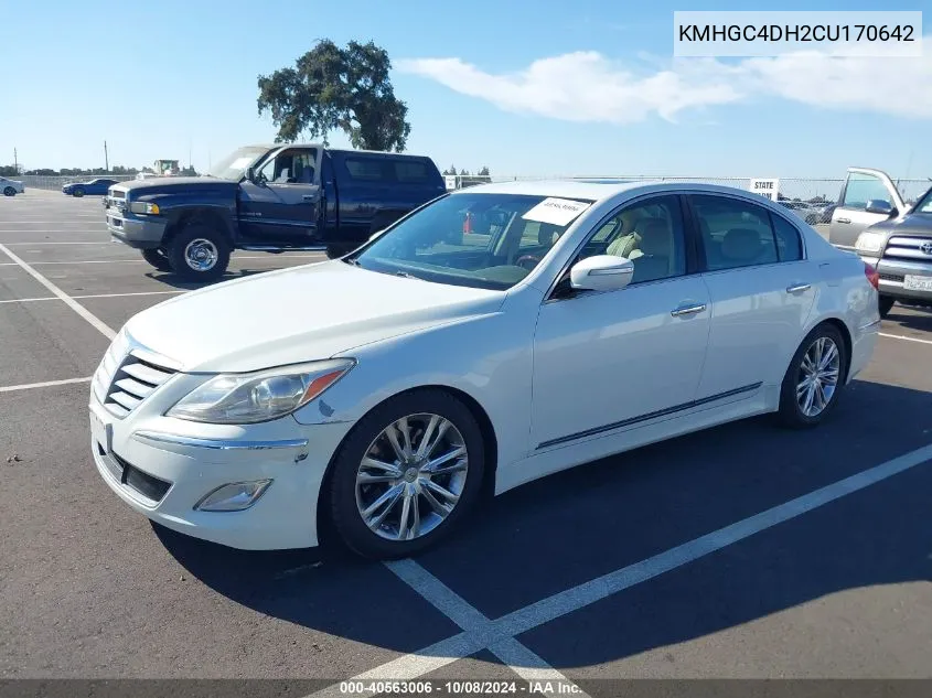 2012 Hyundai Genesis 5.0 VIN: KMHGC4DH2CU170642 Lot: 40563006