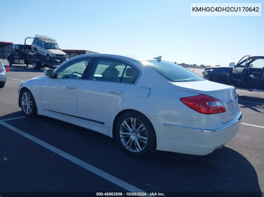 2012 Hyundai Genesis 5.0 VIN: KMHGC4DH2CU170642 Lot: 40563006