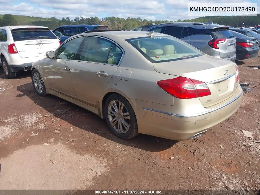 2012 Hyundai Genesis 3.8 VIN: KMHGC4DD2CU173490 Lot: 40747167