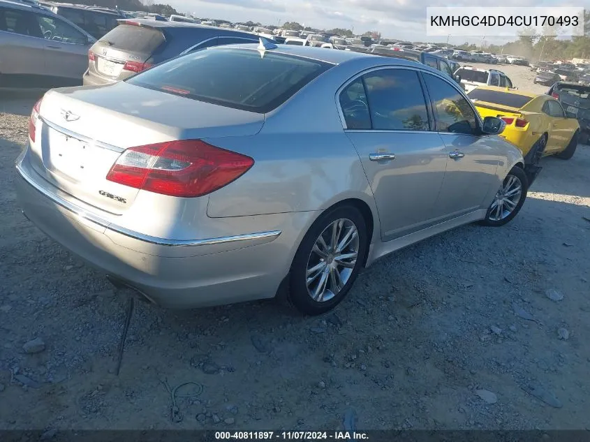 2012 Hyundai Genesis 3.8 VIN: KMHGC4DD4CU170493 Lot: 40811897