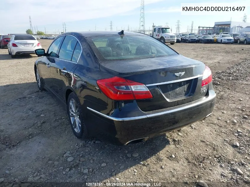 2013 Hyundai Genesis 3.8L VIN: KMHGC4DD0DU216497 Lot: 12078761