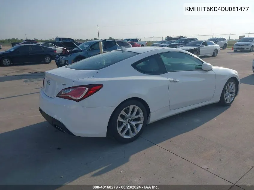 2013 Hyundai Genesis 2.0T Premium VIN: KMHHT6KD4DU081477 Lot: 40168279