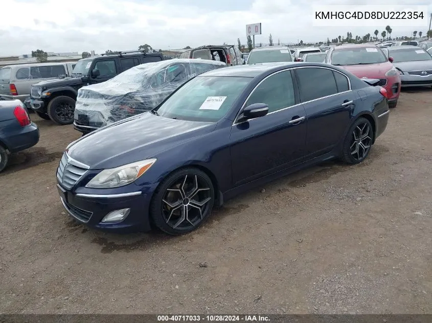 2013 Hyundai Genesis 3.8 VIN: KMHGC4DD8DU222354 Lot: 40717033