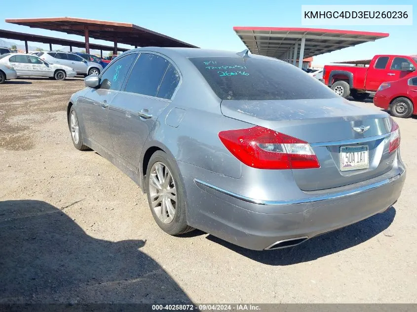 2014 Hyundai Genesis 3.8 VIN: KMHGC4DD3EU260236 Lot: 40258072