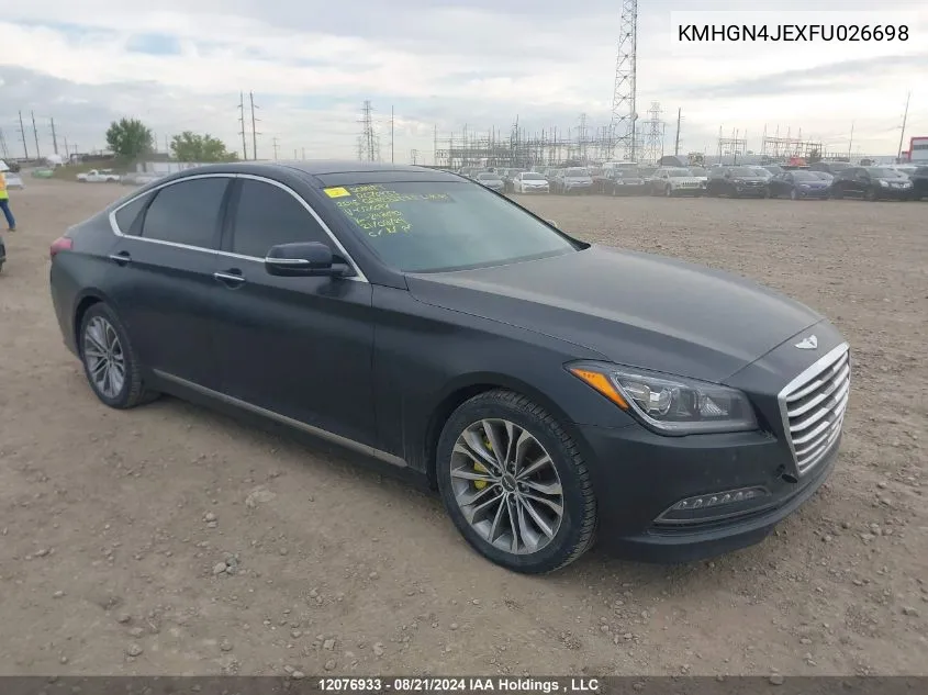 2015 Hyundai Genesis 3.8 Luxury VIN: KMHGN4JEXFU026698 Lot: 12076933