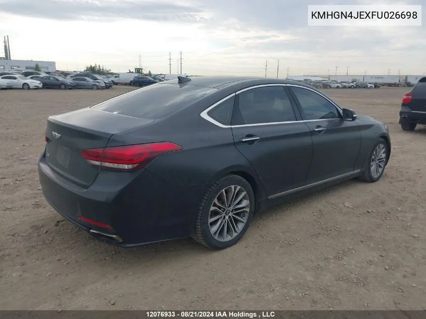 2015 Hyundai Genesis 3.8 Luxury VIN: KMHGN4JEXFU026698 Lot: 12076933