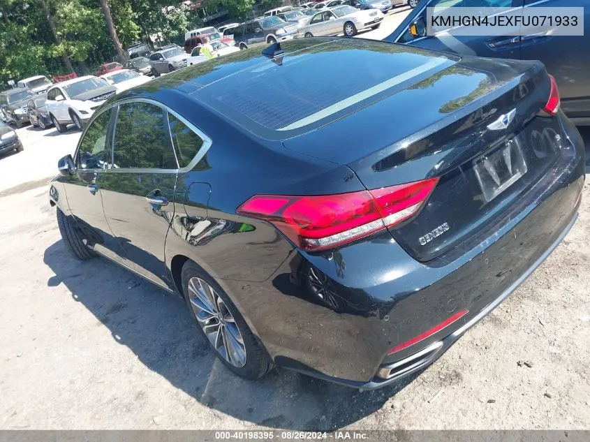 2015 Hyundai Genesis 3.8 VIN: KMHGN4JEXFU071933 Lot: 40198395