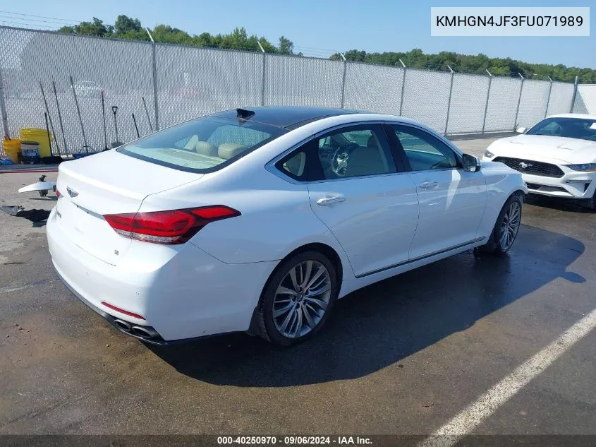 2015 Hyundai Genesis 5.0 VIN: KMHGN4JF3FU071989 Lot: 40250970