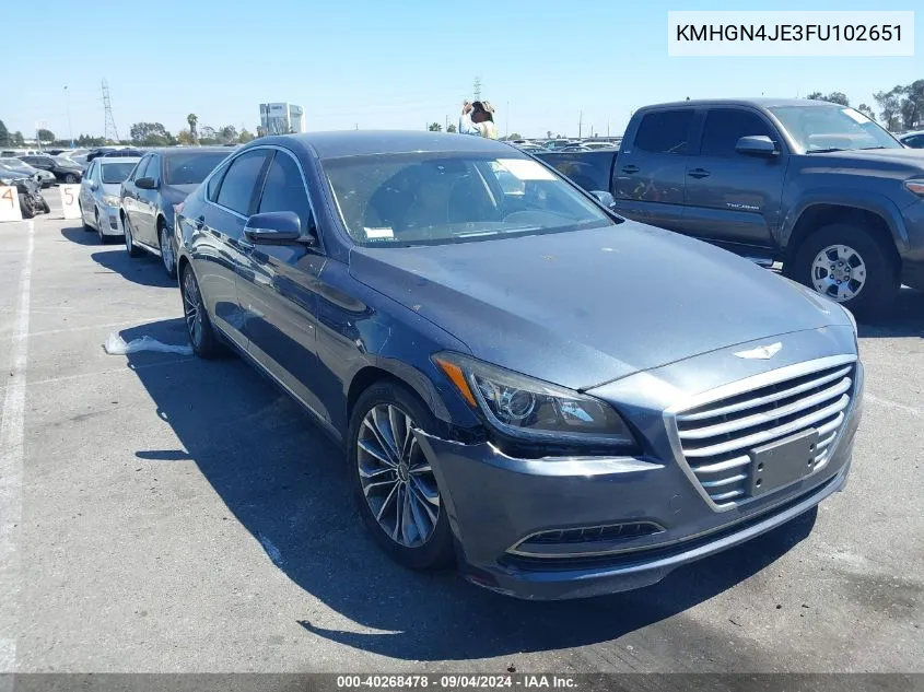 2015 Hyundai Genesis 3.8 VIN: KMHGN4JE3FU102651 Lot: 40268478