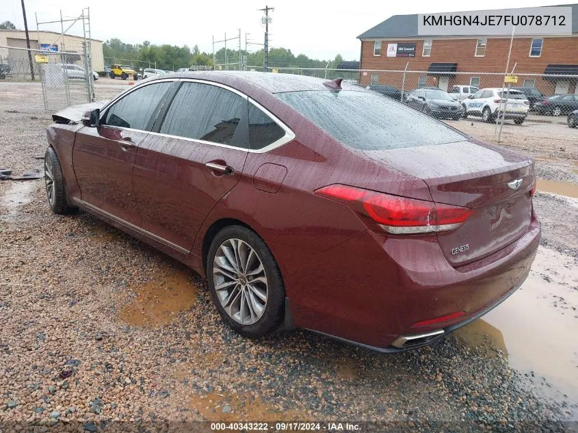 2015 Hyundai Genesis 3.8L VIN: KMHGN4JE7FU078712 Lot: 40343222