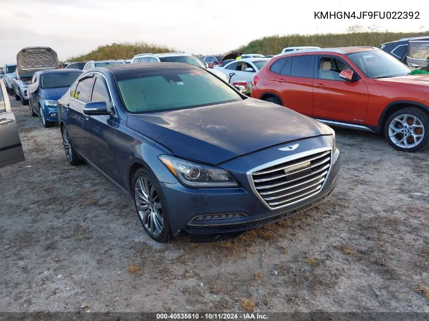 2015 Hyundai Genesis 5.0L VIN: KMHGN4JF9FU022392 Lot: 40535610