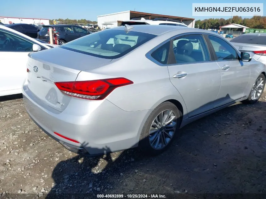 2015 Hyundai Genesis 3.8 VIN: KMHGN4JE2FU063616 Lot: 40692899