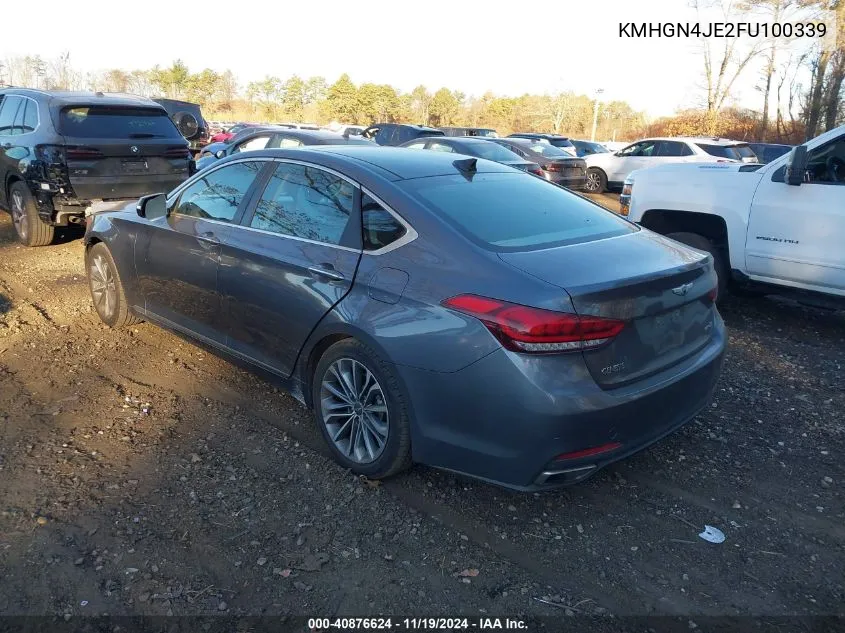 2015 Hyundai Genesis 3.8 VIN: KMHGN4JE2FU100339 Lot: 40876624