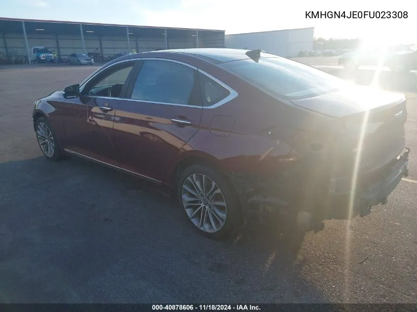 2015 Hyundai Genesis 3.8 VIN: KMHGN4JE0FU023308 Lot: 40878606