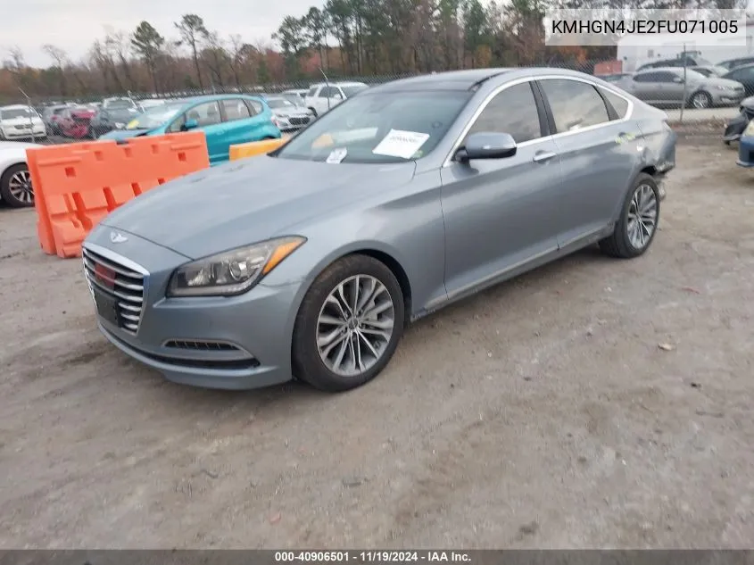 2015 Hyundai Genesis 3.8 VIN: KMHGN4JE2FU071005 Lot: 40906501