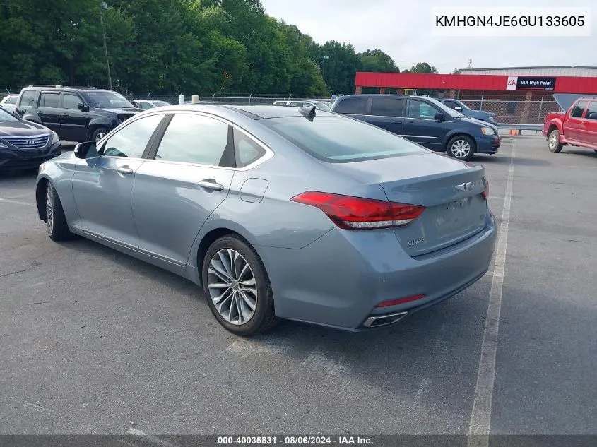 2016 Hyundai Genesis 3.8 VIN: KMHGN4JE6GU133605 Lot: 40035831