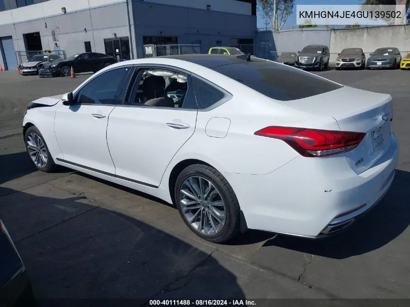 2016 Hyundai Genesis 3.8 VIN: KMHGN4JE4GU139502 Lot: 40111488