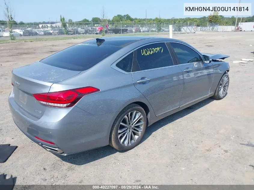 2016 Hyundai Genesis 3.8 VIN: KMHGN4JE0GU141814 Lot: 40227097