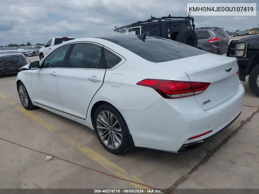 2016 Hyundai Genesis 3.8 VIN: KMHGN4JE0GU107419 Lot: 40274710