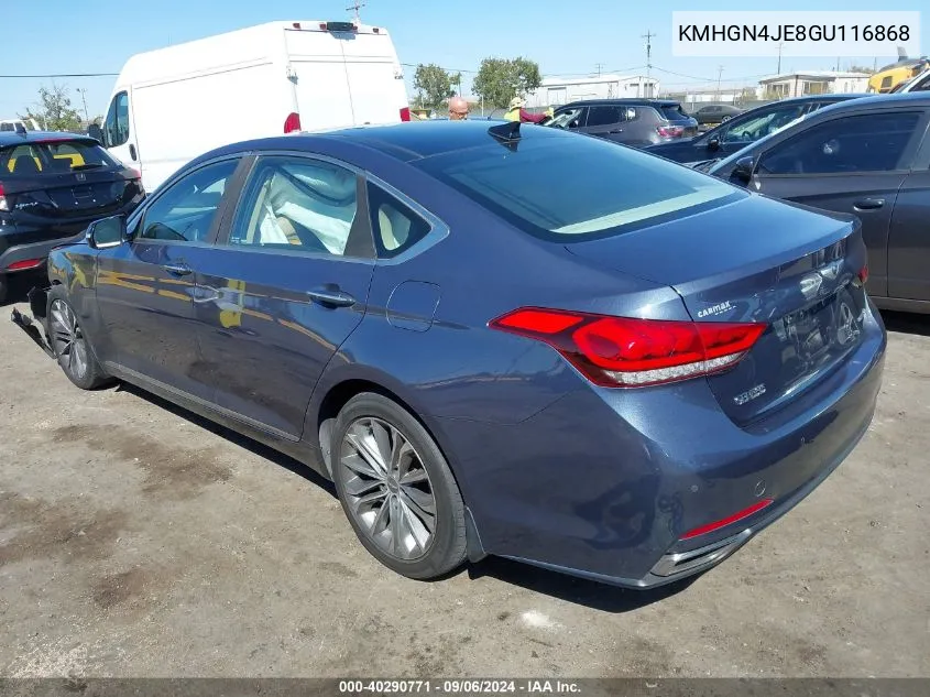 2016 Hyundai Genesis 3.8 VIN: KMHGN4JE8GU116868 Lot: 40290771