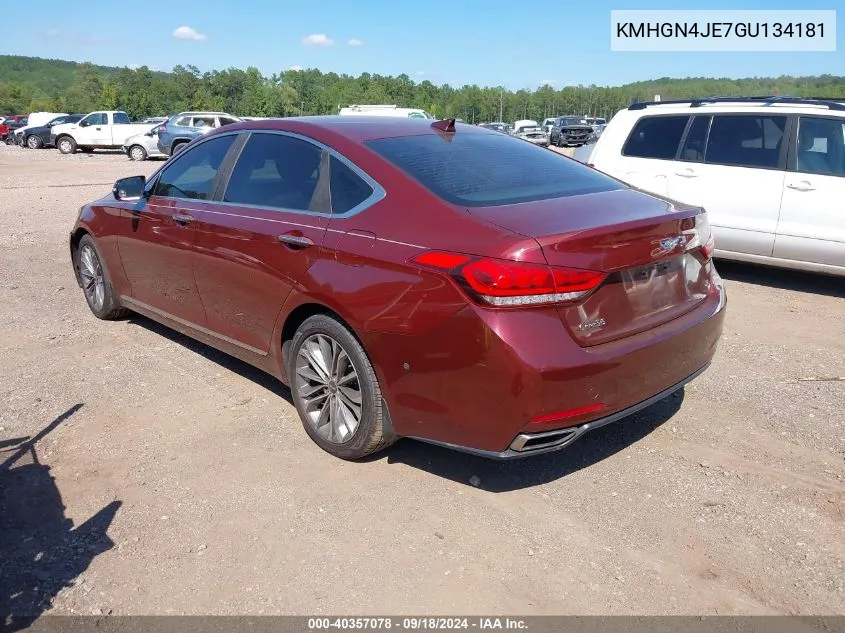 2016 Hyundai Genesis 3.8 VIN: KMHGN4JE7GU134181 Lot: 40357078