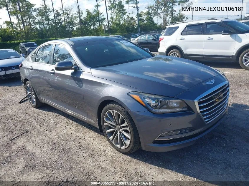 2016 Hyundai Genesis 3.8 VIN: KMHGN4JEXGU106181 Lot: 40365299