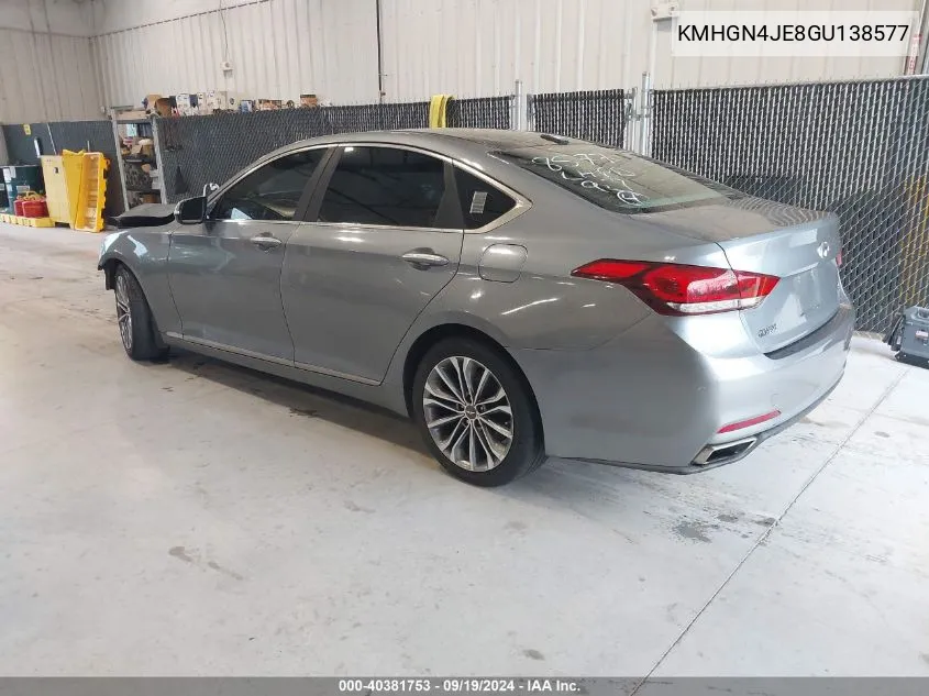 2016 Hyundai Genesis 3.8 VIN: KMHGN4JE8GU138577 Lot: 40381753