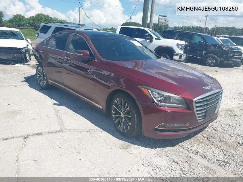 2016 Hyundai Genesis 3.8 VIN: KMHGN4JE5GU108260 Lot: 40388113