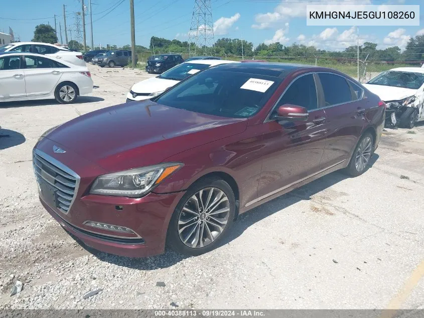 2016 Hyundai Genesis 3.8 VIN: KMHGN4JE5GU108260 Lot: 40388113