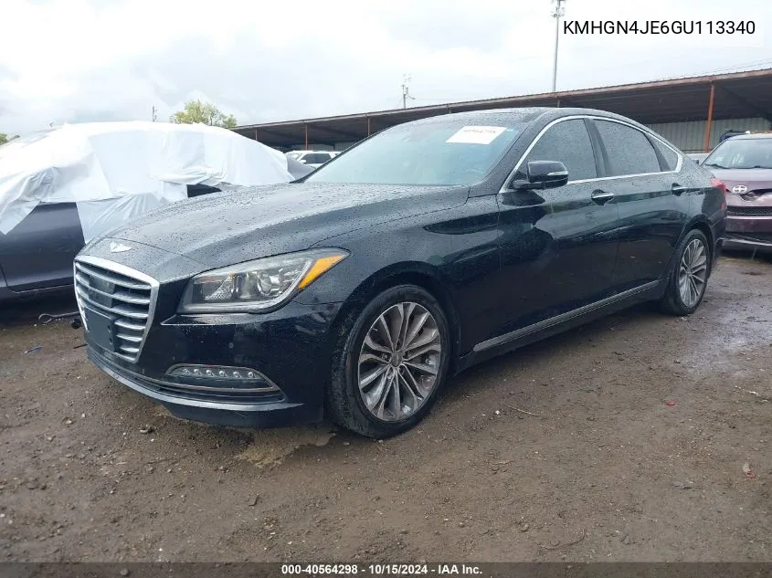 2016 Hyundai Genesis 3.8 VIN: KMHGN4JE6GU113340 Lot: 40564298