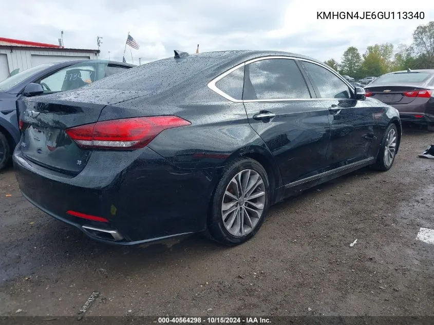 2016 Hyundai Genesis 3.8 VIN: KMHGN4JE6GU113340 Lot: 40564298