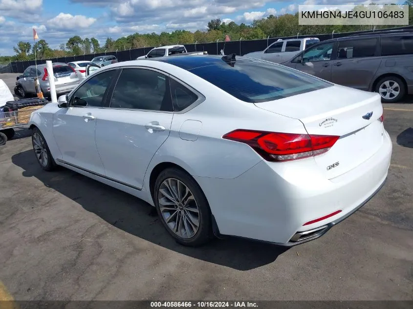 2016 Hyundai Genesis 3.8 VIN: KMHGN4JE4GU106483 Lot: 40586466