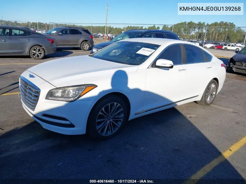 2016 Hyundai Genesis 3.8 VIN: KMHGN4JE0GU139268 Lot: 40616460