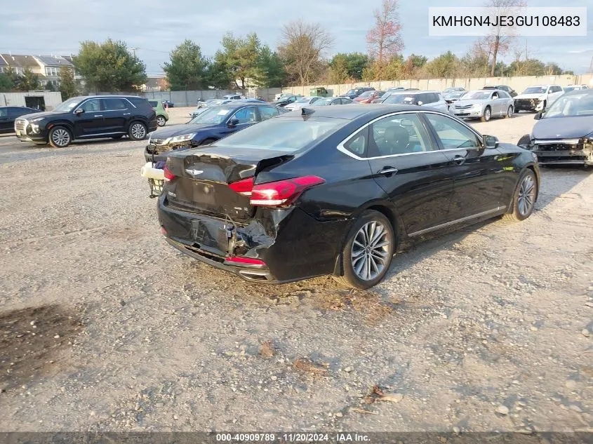 2016 Hyundai Genesis 3.8L VIN: KMHGN4JE3GU108483 Lot: 40909789